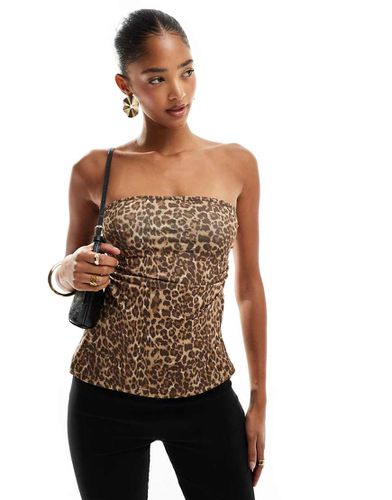 Top a fascia raccolto con stampa leopardata e spacco laterale - Pull & Bear - Modalova