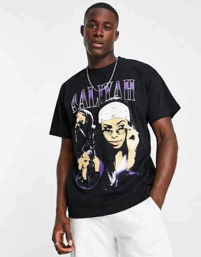 X Aaliyah - T-shirt stampata nera - Pull & Bear - Modalova