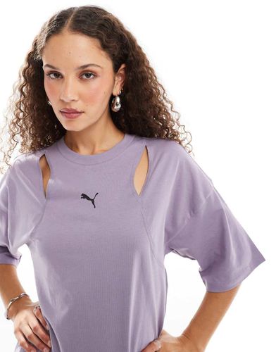 Dare To - T-shirt viola con cut-out e logo - Puma - Modalova