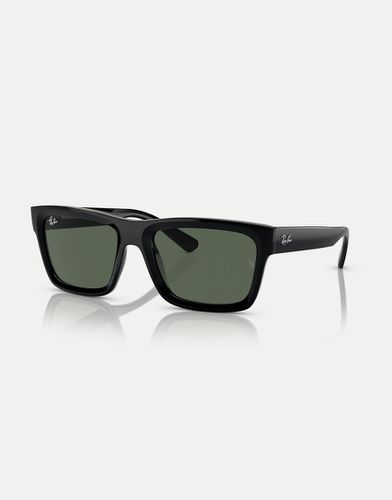 Warren - Occhiali da sole rettangolari neri con lenti verdi - Ray-Ban - Modalova