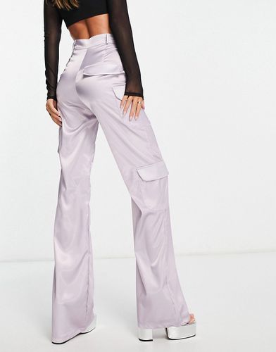 Pantaloni cargo a vita alta in raso lilla - Rebellious Fashion - Modalova