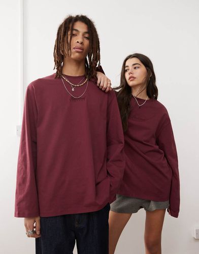 Maglietta unisex a maniche lunghe vestibilità skater bordeaux slavato - Reclaimed Vintage - Modalova