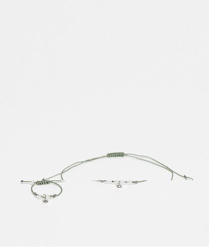 Set con anello e bracciale in corda verde chiaro - Reclaimed Vintage - Modalova