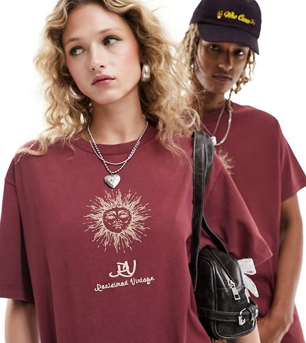 T-shirt unisex bordeaux con logo e sole ricamati - Reclaimed Vintage - Modalova