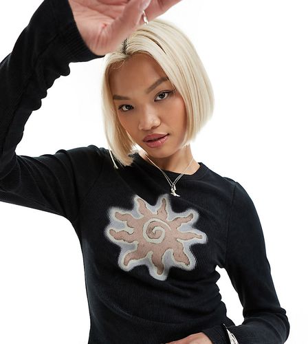 T-shirt mini antracite a coste con fiori sfumati - Reclaimed Vintage - Modalova