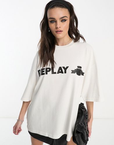 T-shirt bianca con logo - Replay - Modalova