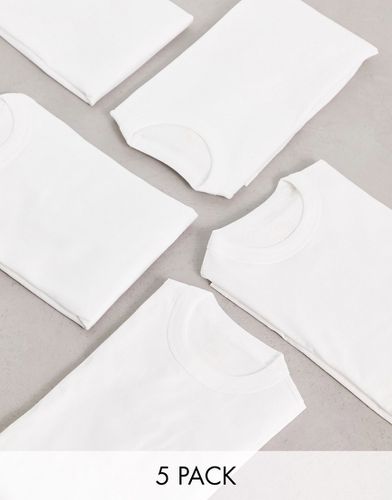 Confezione da 5 T-shirt vestibilità classica bianche - River Island - Modalova