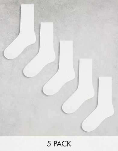 Confezione da 5 paia di calzini bianchi a coste - River Island - Modalova