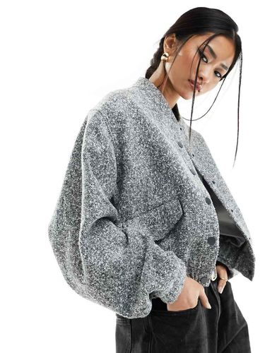 Giacca bomber grigia con lana in coordinato - River Island - Modalova