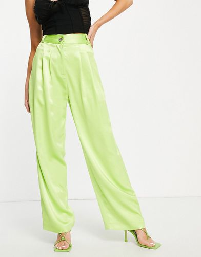 Pantaloni in raso sartoriali color lime in coordinato - River Island - Modalova