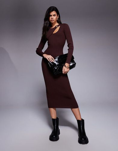 Robe mi-longue en maille à découpe - Marron foncé - River Island - Modalova