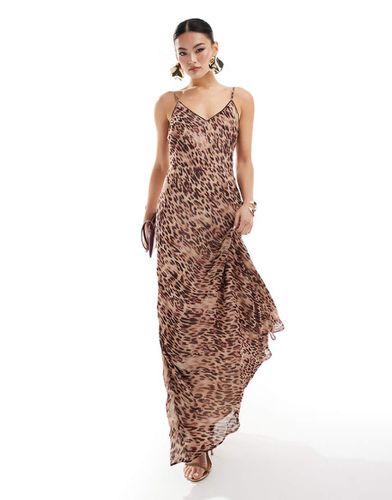 Vestito sottoveste lungo beige con stampa leopardata - River Island - Modalova