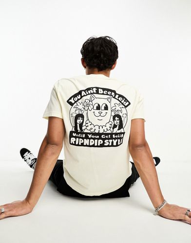 RIPNDIP - T-shirt a maniche corte beige con stampa "Leid" sul petto e sul retro - Rip N Dip - Modalova