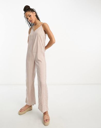 Tuta jumpsuit color ruggine a righe - Wednesday's Girl - Modalova