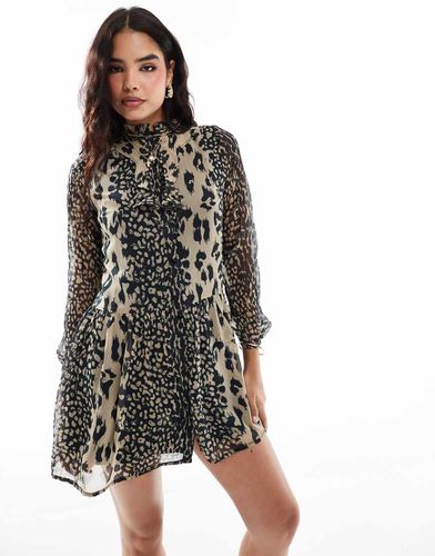 Vestito grembiule corto con stampa leopardata - Wednesday's Girl - Modalova