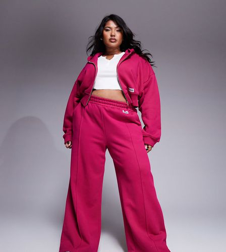 Weekend Collective Curve - Joggers dritti pesanti bordeaux con pinces in coordinato - ASOS WEEKEND COLLECTIVE - Modalova