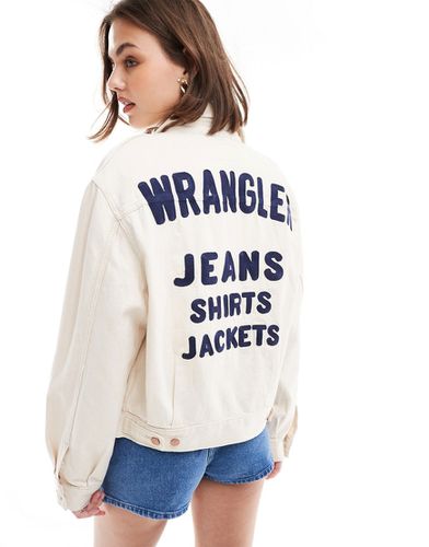 Giacca di jeans bianca stile western con ricamo del logo sul retro - Wrangler - Modalova