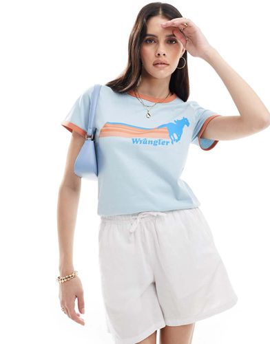 T-shirt azzurra con bordi a contrasto - Wrangler - Modalova