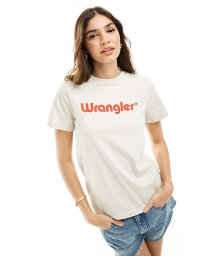 T-shirt crema con logo frontale - Wrangler - Modalova