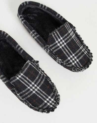 Pantofole stile mocassino grigie a quadri - Totes - Modalova