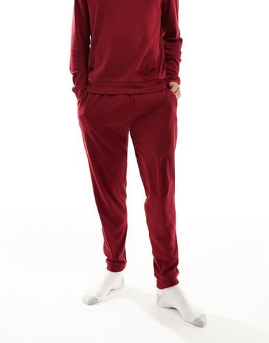 Joggers bordeaux a coste con fascia con logo in vita - Tommy Hilfiger - Modalova