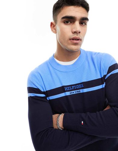 Maglione blu navy con grafica colorblock - Tommy Hilfiger - Modalova