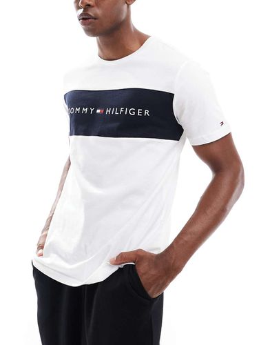 T-shirt da casa bianca con riga con logo - Tommy Hilfiger - Modalova