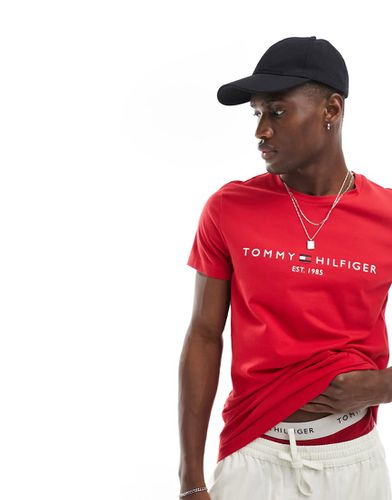 T-shirt rossa con logo - Tommy Hilfiger - Modalova