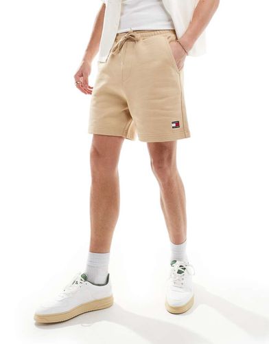 Pantaloncini beige in jersey con stemma del logo - Tommy Jeans - Modalova