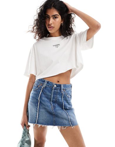 T-shirt corta oversize bianca con logo - Tommy Jeans - Modalova