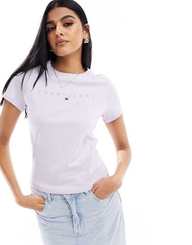 T-shirt lilla con logo lineare tono su tono - Tommy Jeans - Modalova