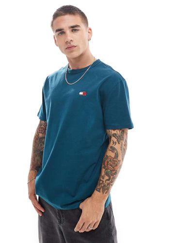 T-shirt regular fit color blu pavone con stemma del logo - Tommy Jeans - Modalova