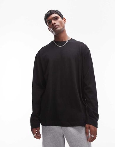 Maglietta a maniche lunghe taglio comodo stile skater nera - Topman - Modalova