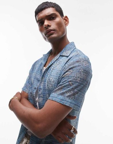 Camicia a maniche corte all'uncinetto con stampa a fiori - Topman - Modalova