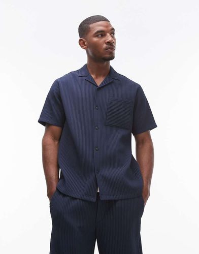 Camicia a maniche corte plissé con rever - Topman - Modalova