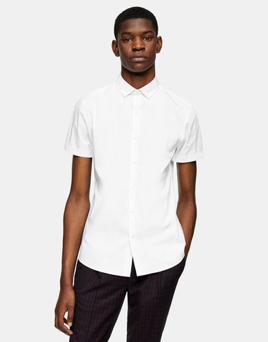 Camicia elasticizzata bianca a maniche corte - Topman - Modalova