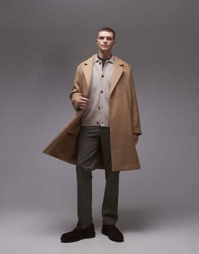 Cappotto monopetto color cammello - Topman - Modalova