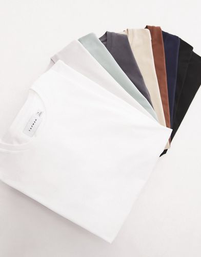 Confezione da 10 T-shirt classiche nera, bianca, blu navy, antracite, salvia, pietra, marrone e grigio chiaro - Topman - Modalova
