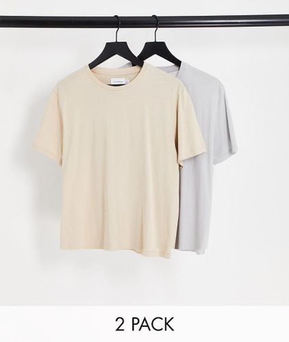 Confezione da 2 t-shirt basic vestibilità classica color pietra e grigio chiaro - Topman - Modalova