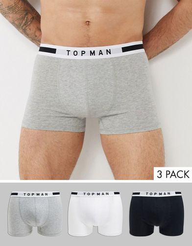 Confezione da 3 boxer neri grigi e bianchi con elastico con logo - Topman - Modalova