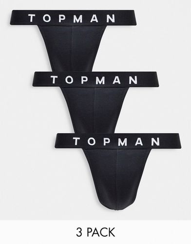 Confezione da 3 paia di sospensori neri con fascia in vita nera - Topman - Modalova