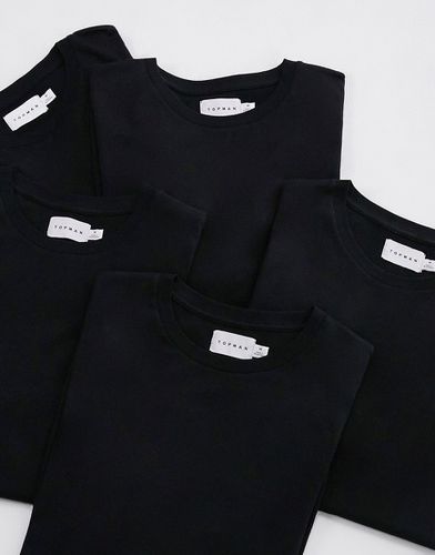 Confezione da 5 T-shirt classiche nere - Topman - Modalova