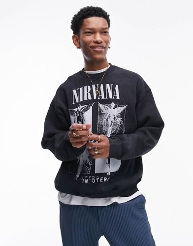 Felpa oversize slavato con stampa "Nirvana" con angelo - Topman - Modalova