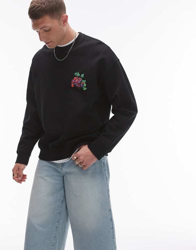 Felpa oversize nera con stampa "Paradiso" sul davanti e sul retro - Topman - Modalova