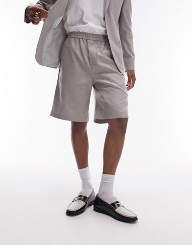 Pantaloncini in lino color pietra - Topman - Modalova
