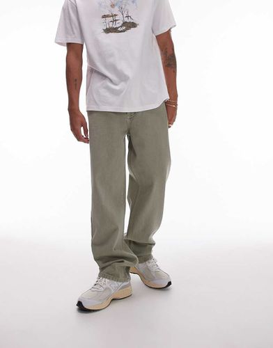 Pantaloni ampi kaki in twill - Topman - Modalova