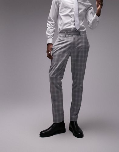 Pantaloni da abito slim grigi in tessuto a quadri - Topman - Modalova