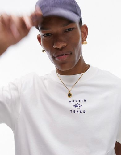 T-shirt oversize écru con stampa "Austin Texas" sul davanti e sul retro - Topman - Modalova