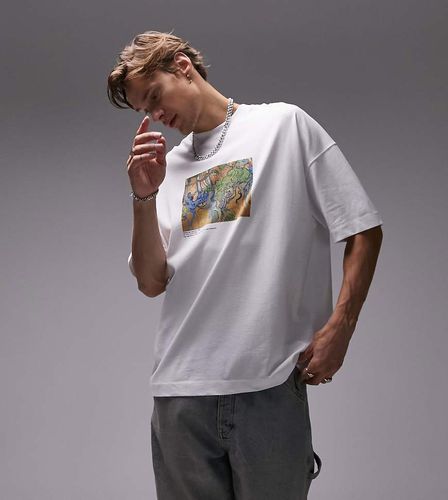 T-shirt super oversize bianca con stampa "Tree Roots" in collaborazione con il Van Gogh Museum - Topman - Modalova