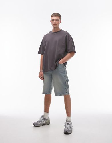 T-shirt super oversize slavato con maniche e fondo grezzi - Topman - Modalova